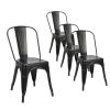 4 Set Ins Durable Outdoor Chair & Indoor Metal Chair, Dining Chairs,Patio Chairs Kitchen Chairs,18" Seat Height Restaurant Chair, Tolix Side Bar Chair